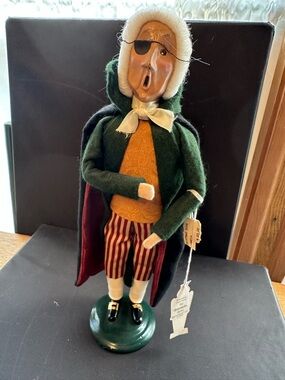 Handcrafted Ceramic Pirate Figurine in Green and Red